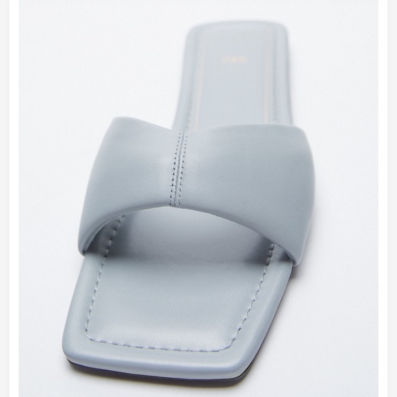 Zara Blue Leather Padded Sandals Size 8/39 - Picture 5 of 5